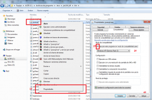 abrir modo compatibilidad el panel de control de java