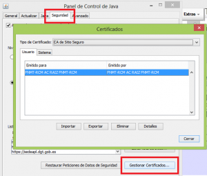 gestionar certificados